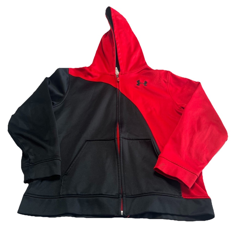 Under Armour Loose Fit Full Zip‎ Jacket Red Black Youth Size Large